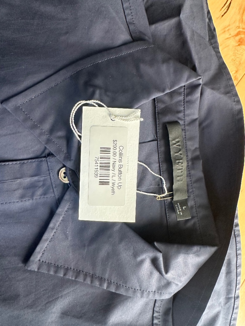 Wyeth Collins Navy Button-up in poplin